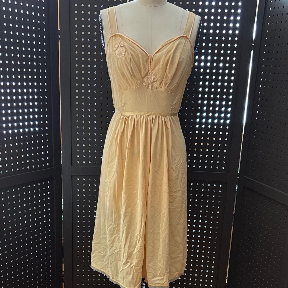 Elegant Vintage Yellow Slip Dress